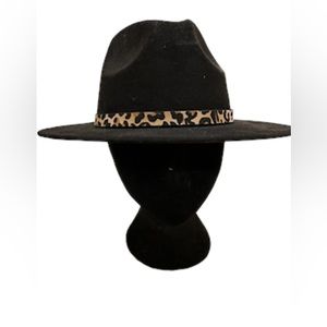 Black Flat Brim Panama Hat